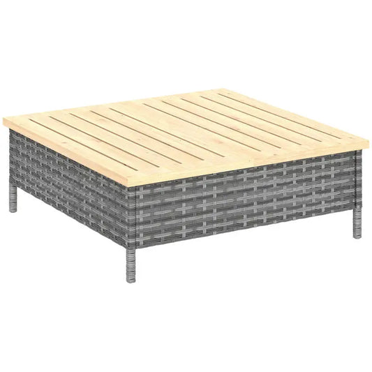 Outdoor Side Table With PE Rattan And Fir Wood