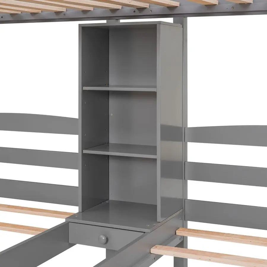 MBVM Triple Bunk Beds With Stairs And Storage Drawers For 3 Kids