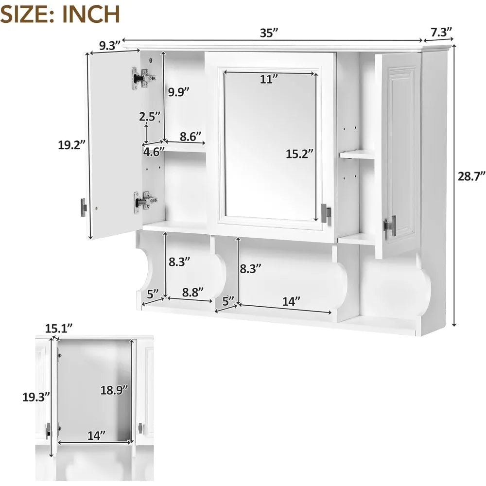 Bathroom Wall Cabinet With Mirror And Open Shelves