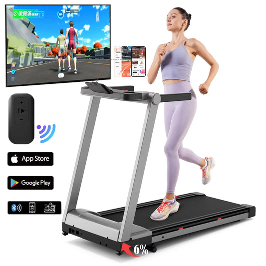 Superun Foldable Incline Treadmill With Touch Screen App 350LBS