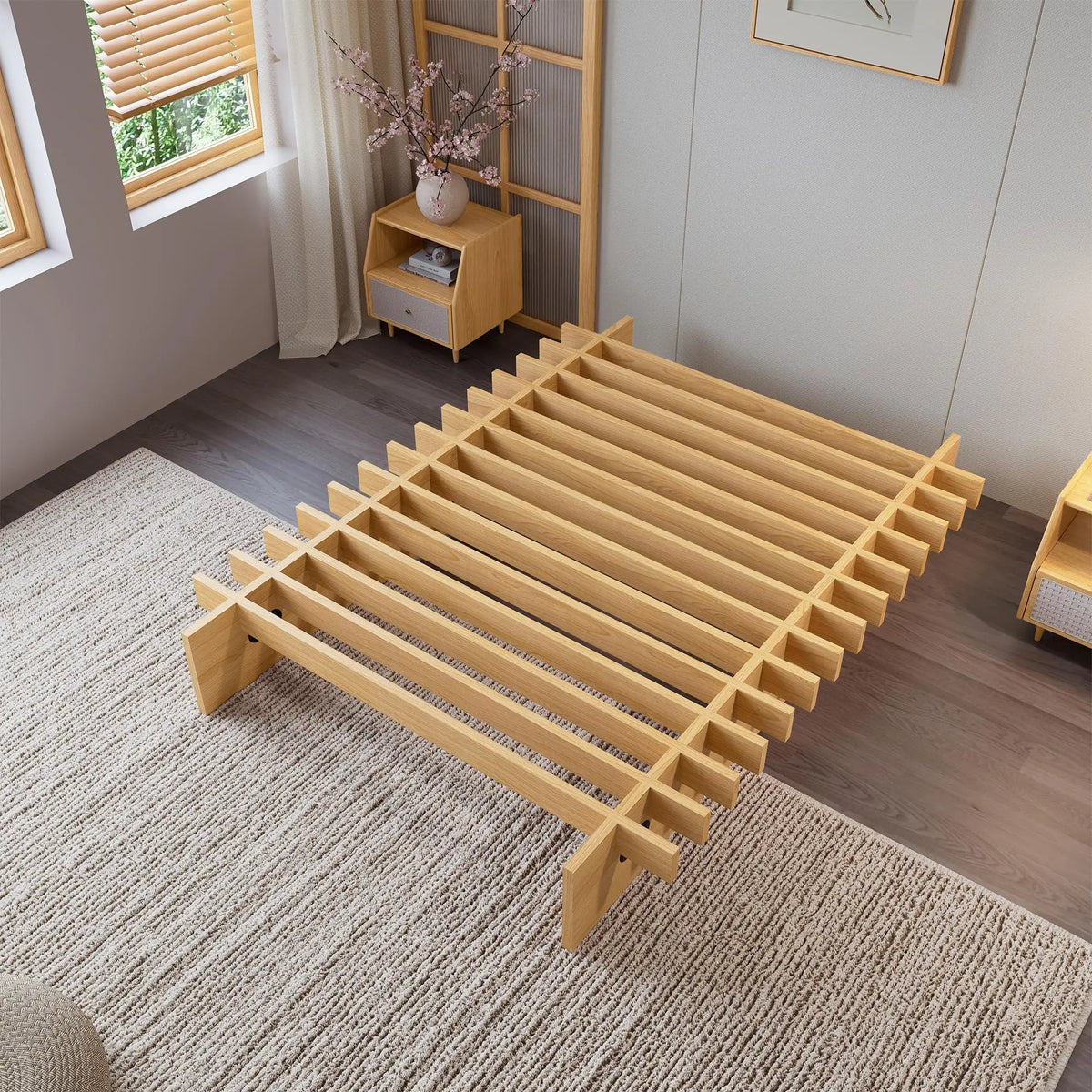 HiMISS Wood Platform Bed Frame No Box Spring Required