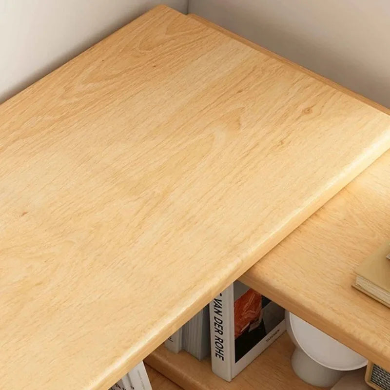 Solid Wood Corner Bookshelf Wall Mounted Storage Cabinet