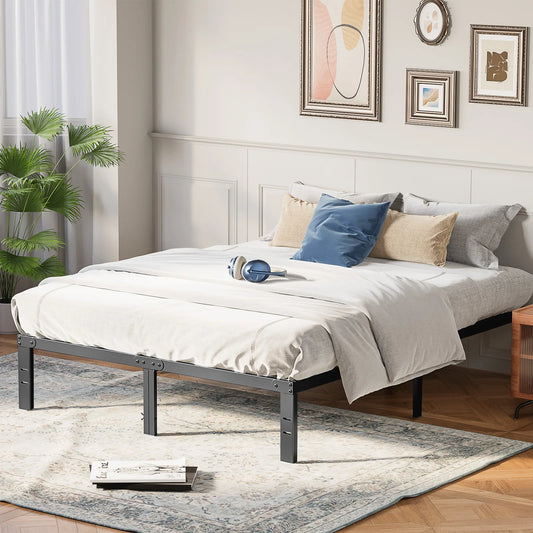 JHK Sturdy Metal Platform Bed Frame With Steel Slats