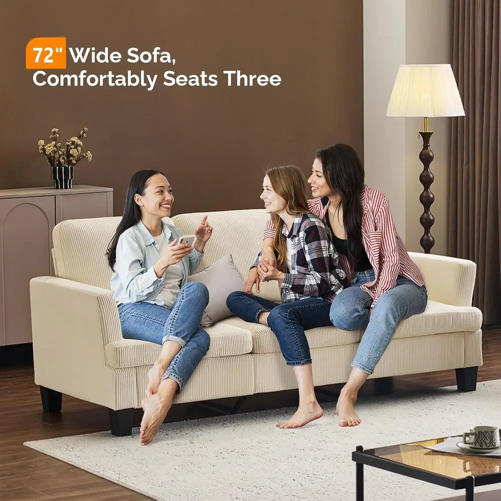 Premium Corduroy Three Seater Couch For Small Spaces