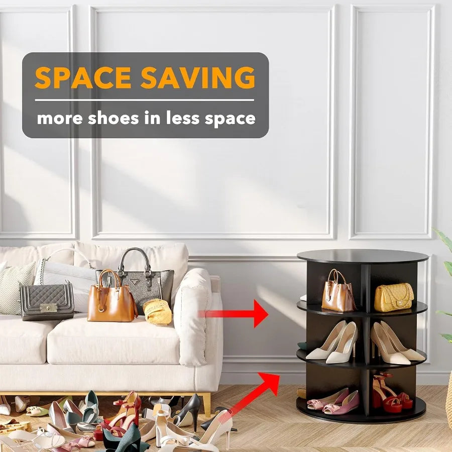 Hign-concerned 3 Tier Rotating Shoe Rack Tower Display
