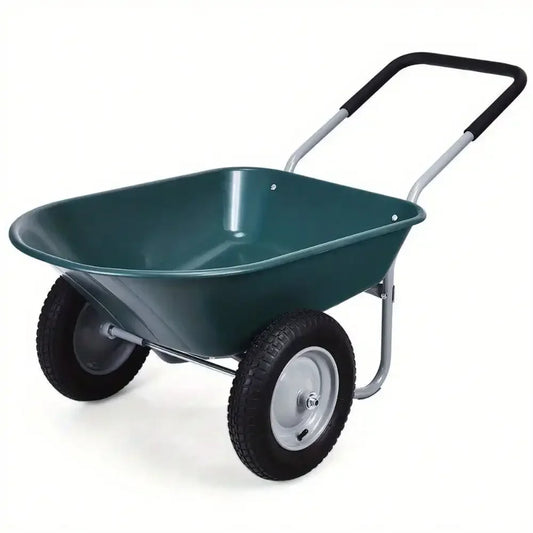 Heavy Duty 2 Tire Wheelbarrow Garden Cart Utility Dolly in Green