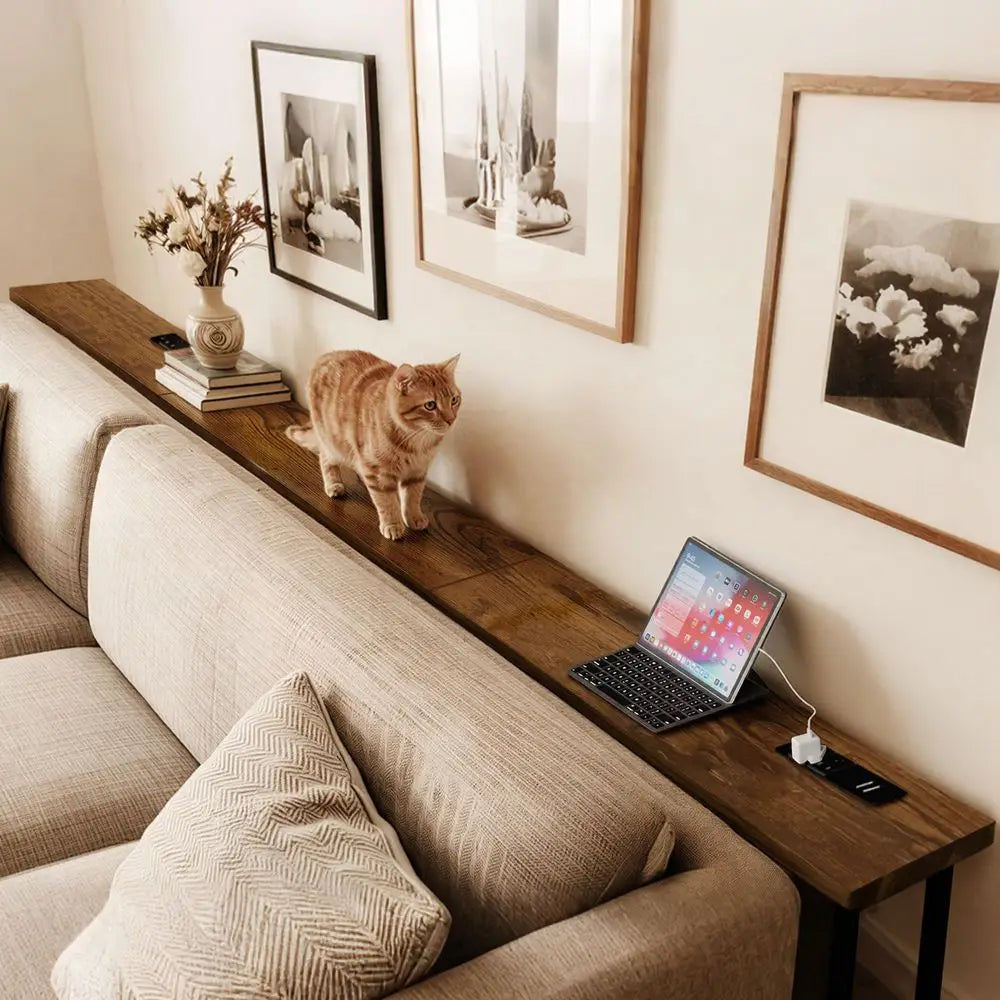 Narrow Console Table With Builtin Charging Stations