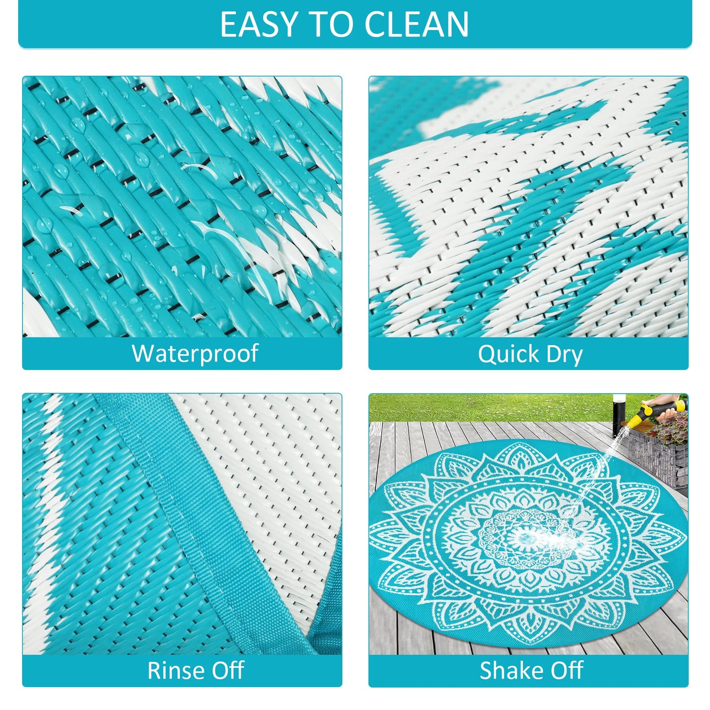 Round Outdoor Reversible Rug Waterproof Portable For Camping