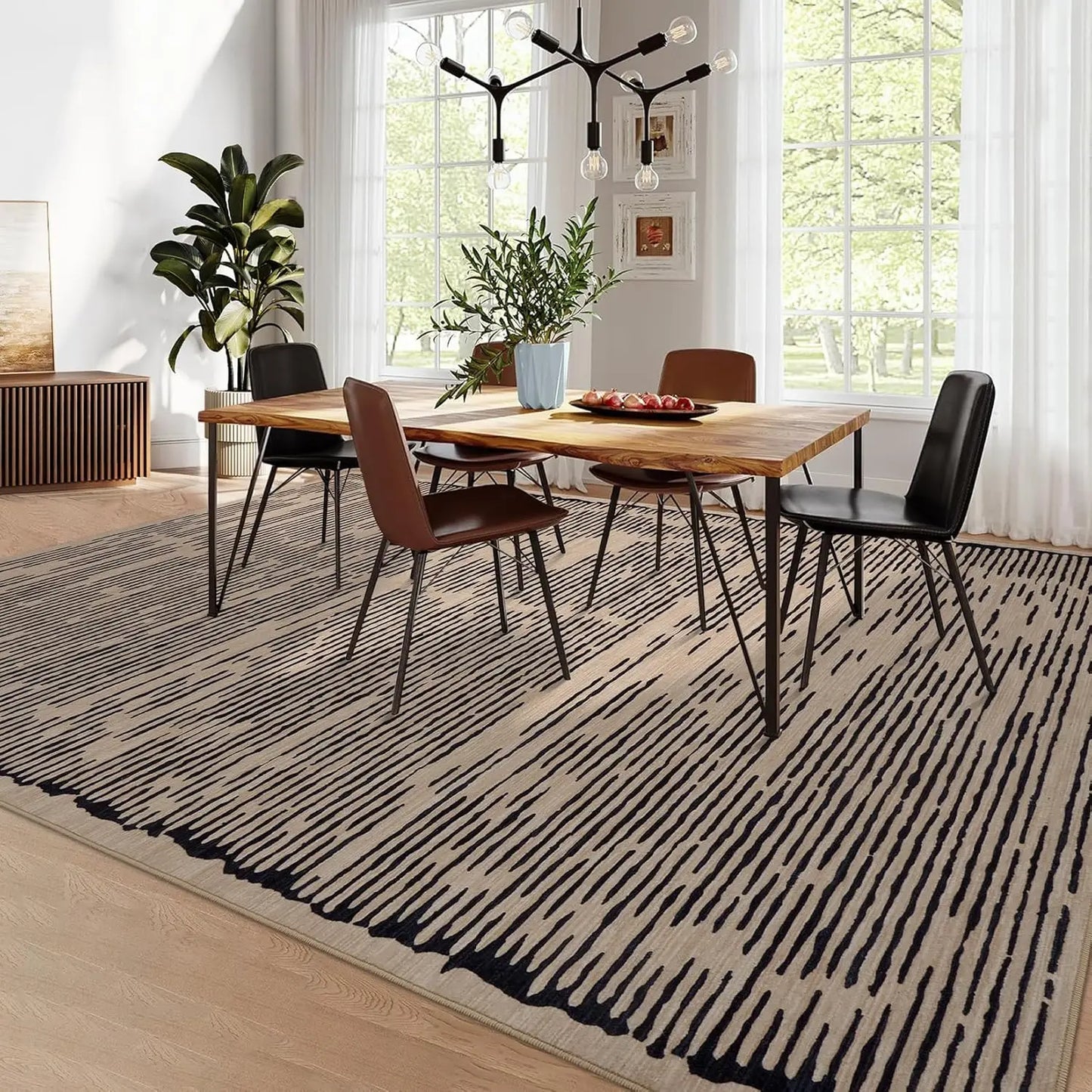 HiMIS Living Room Rug Washable Stripe Non Slip Modern