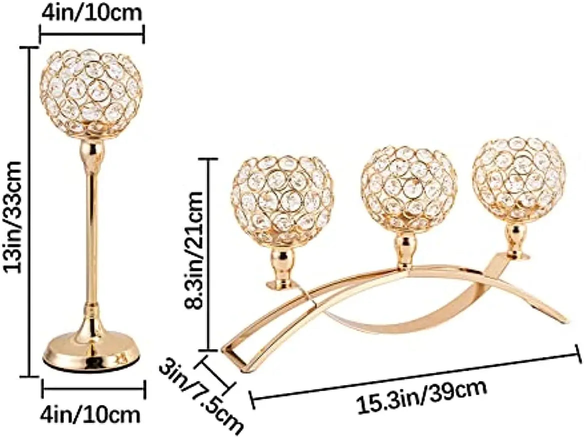 VINCIGANT Gold 3-Arm Tealight Candle Holders Candelabra Stand