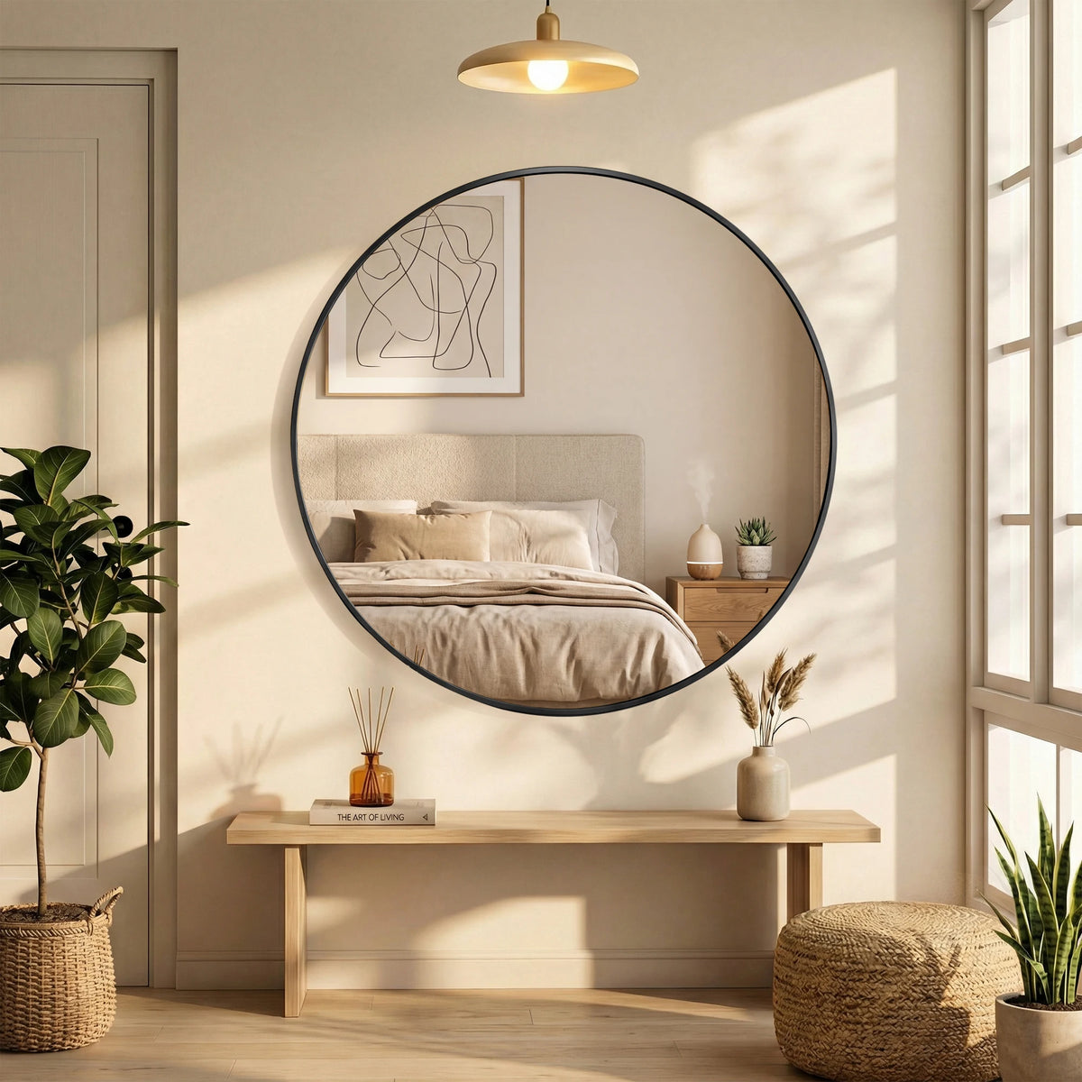MCQ Round Wall Mirror Shatterproof Bathroom Decor For Home