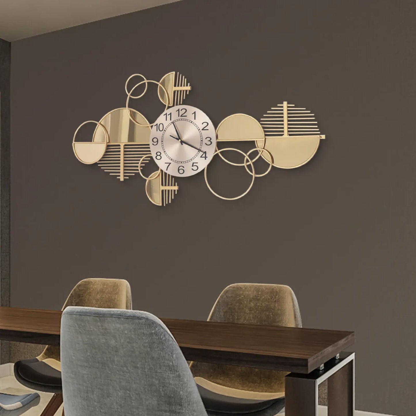 Modern Wall Clock Mid Century Metal Minimalist Home Decor