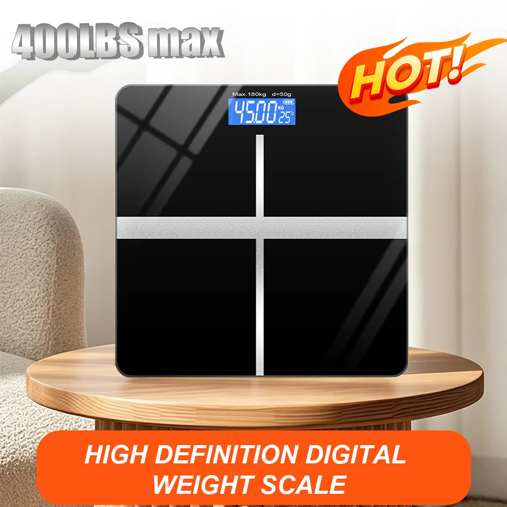 ZNLYRION Digital Bathroom Scale With LCD Display Tempered Glass