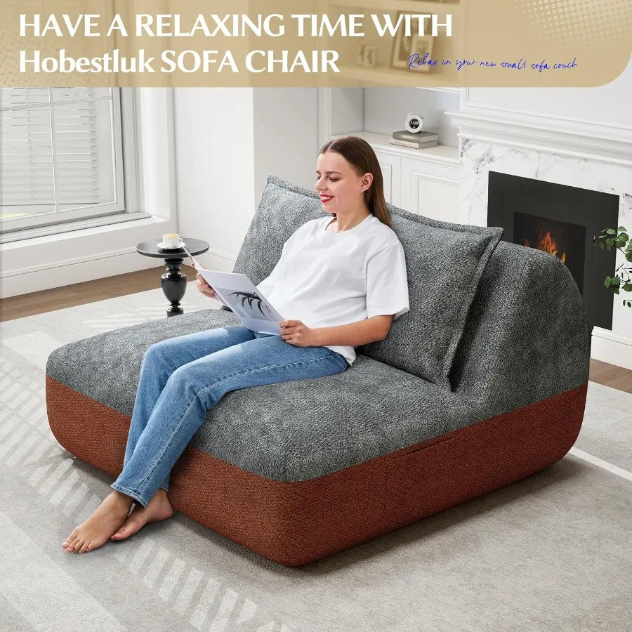 XIUWO Armless Loveseat Sofa With Side Pocket Living Room
