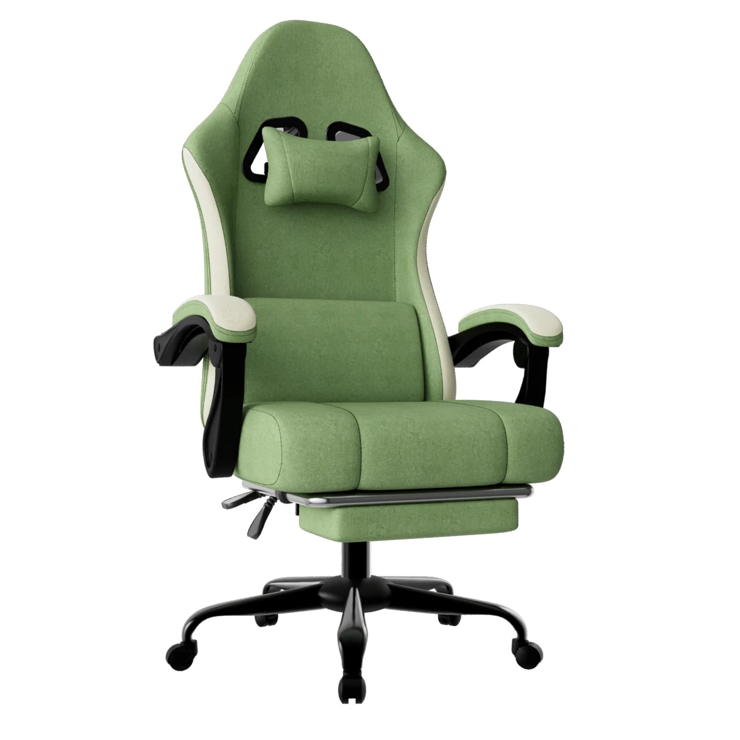 Ergonomic Gaming Chair With Pocketed Spring Cushion Footrest