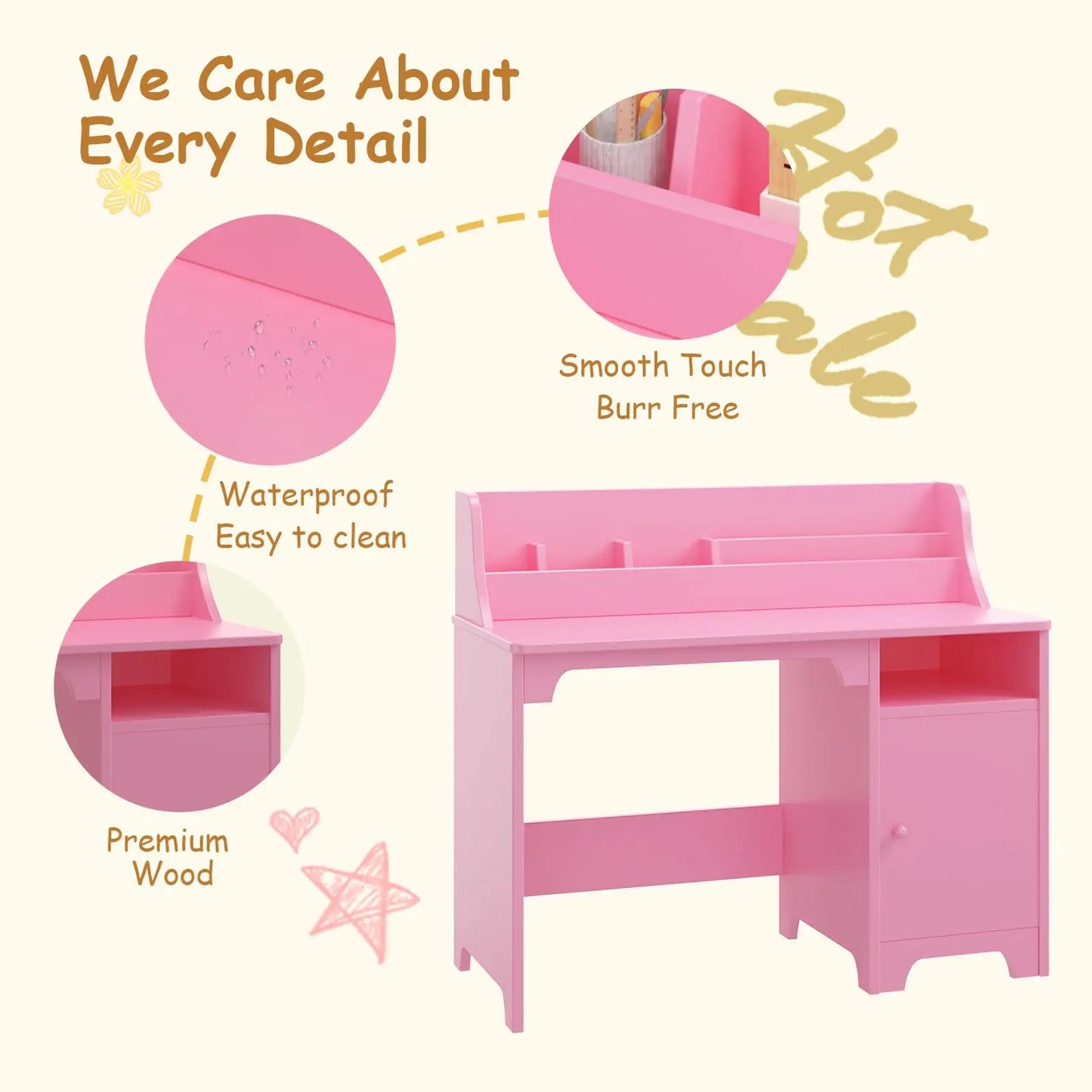 HiMISS Kids Study Desk with Chair and Hutch Organizer