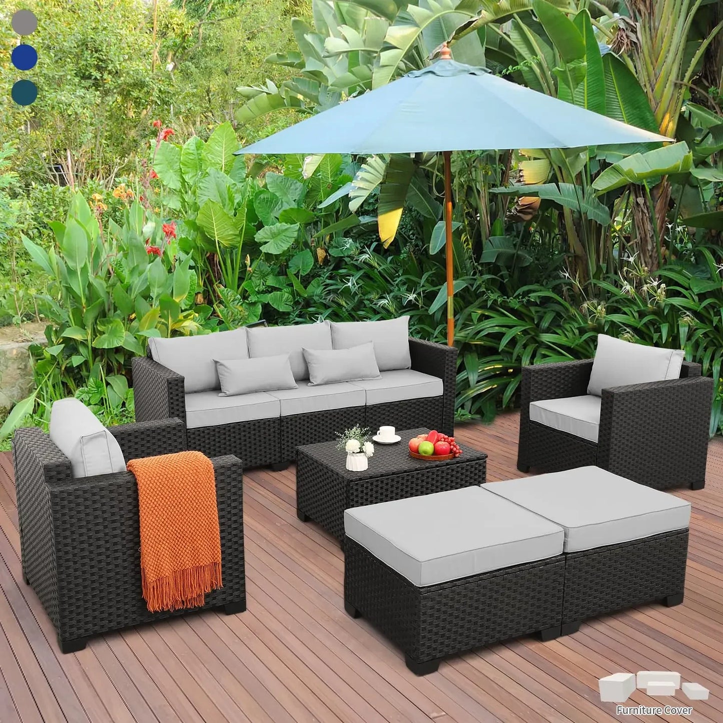 Outdoor Propane Fire Pit Table Seven Piece Patio Set