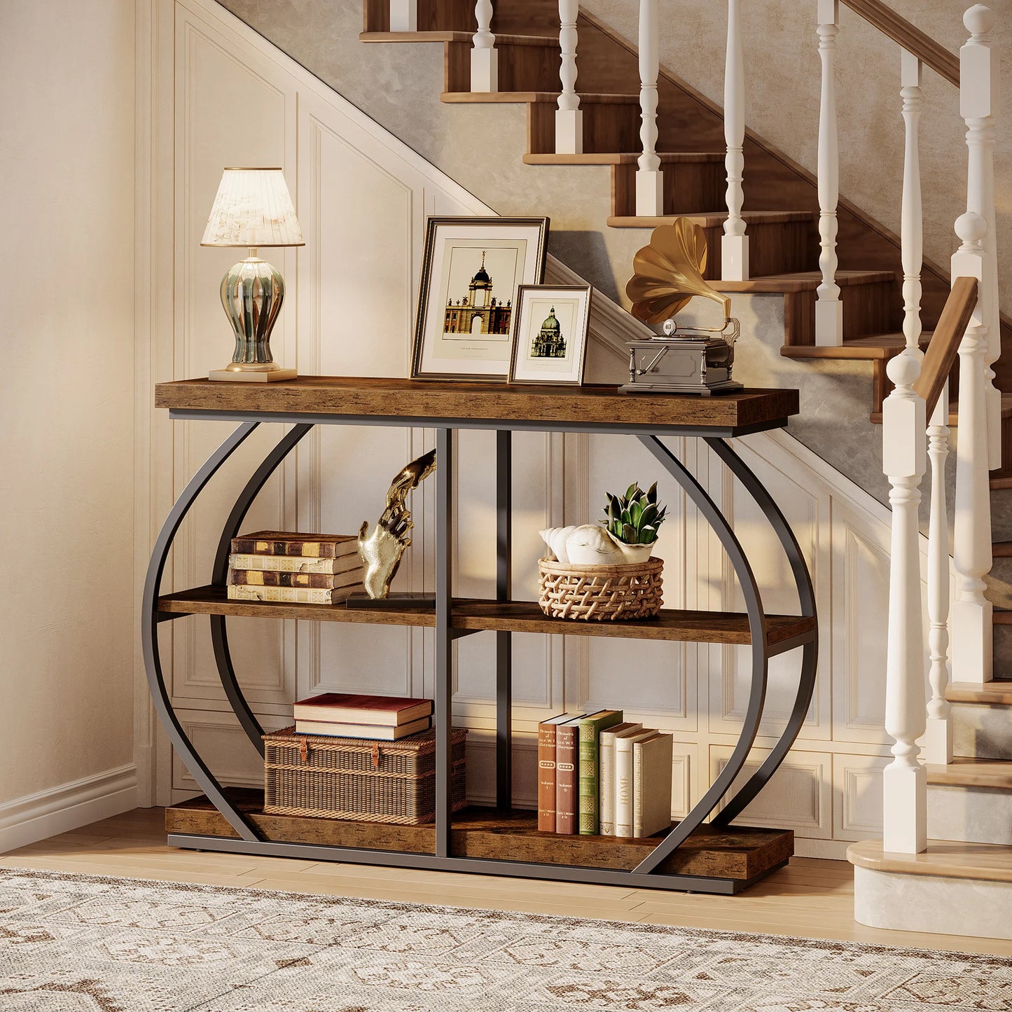 Tribesigns Industrial Console Table Three Tier Entryway