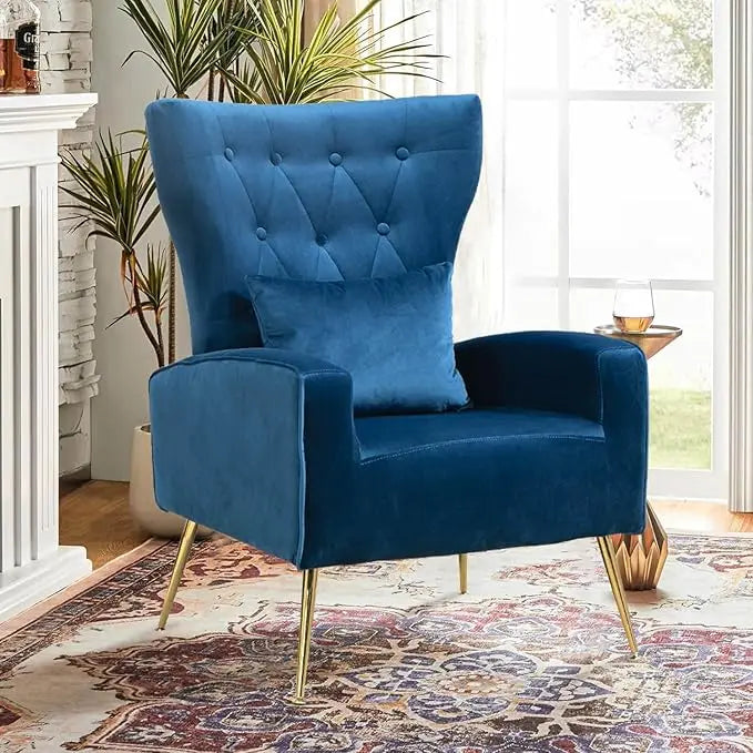 Mid Century Modern Velvet Accent Armchair With Tufted Back