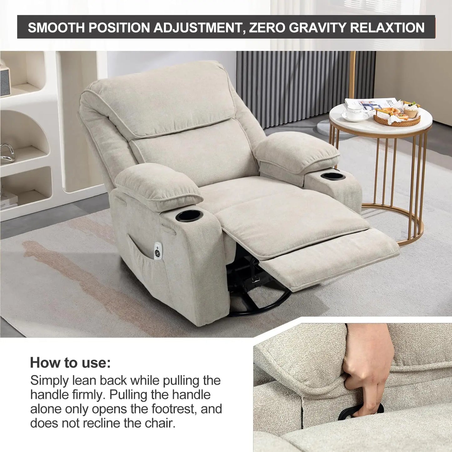 XIAOLANG Rocker Recliner Massage And Heated With Cup Holders
