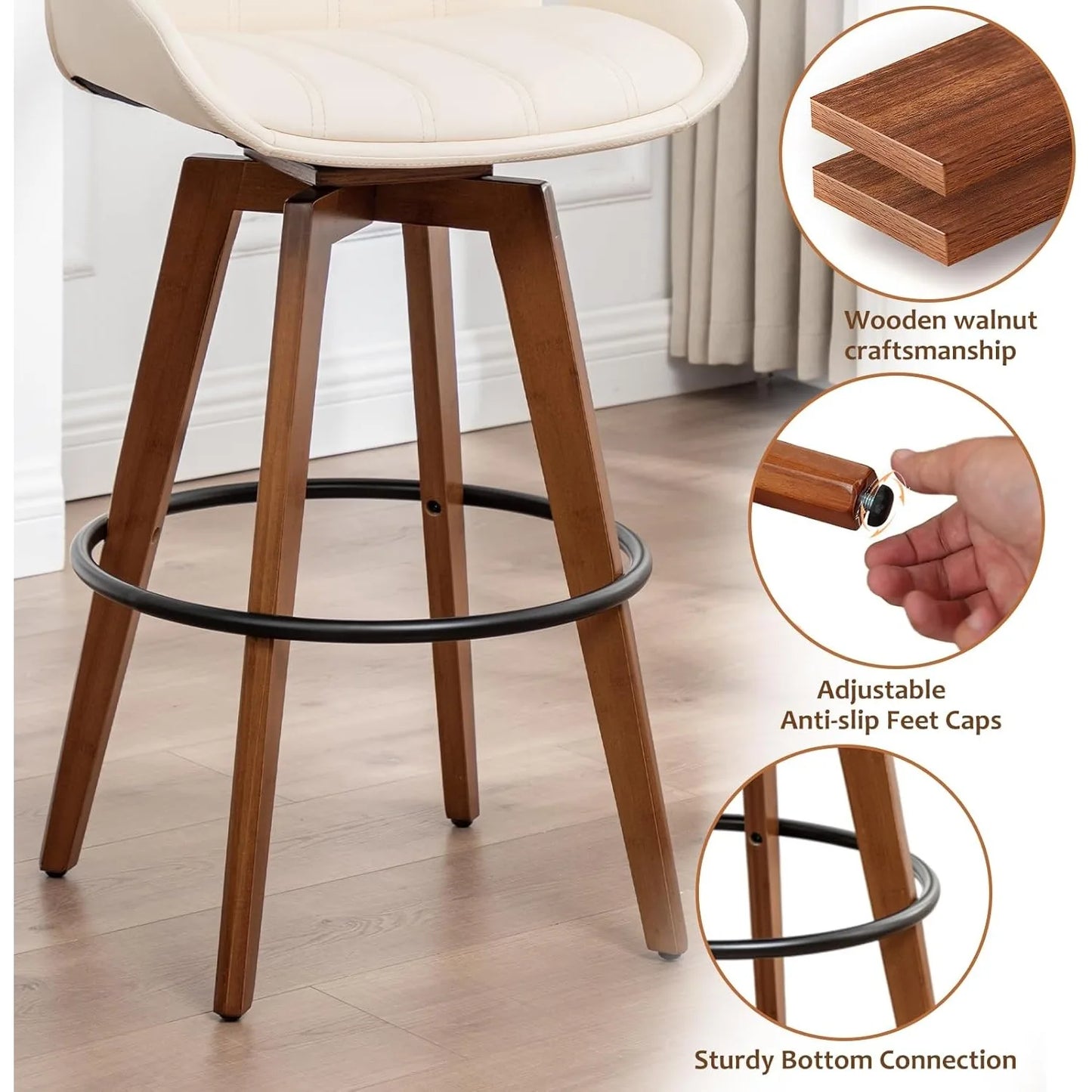 ZHENDAI Mid Century Swivel Bar Stools For Home Bar