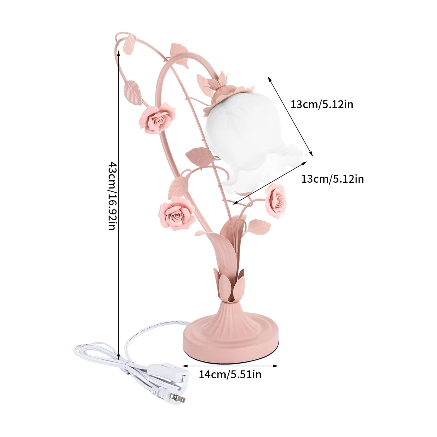 Modern Stained Glass Flower Table Lamp With Switch