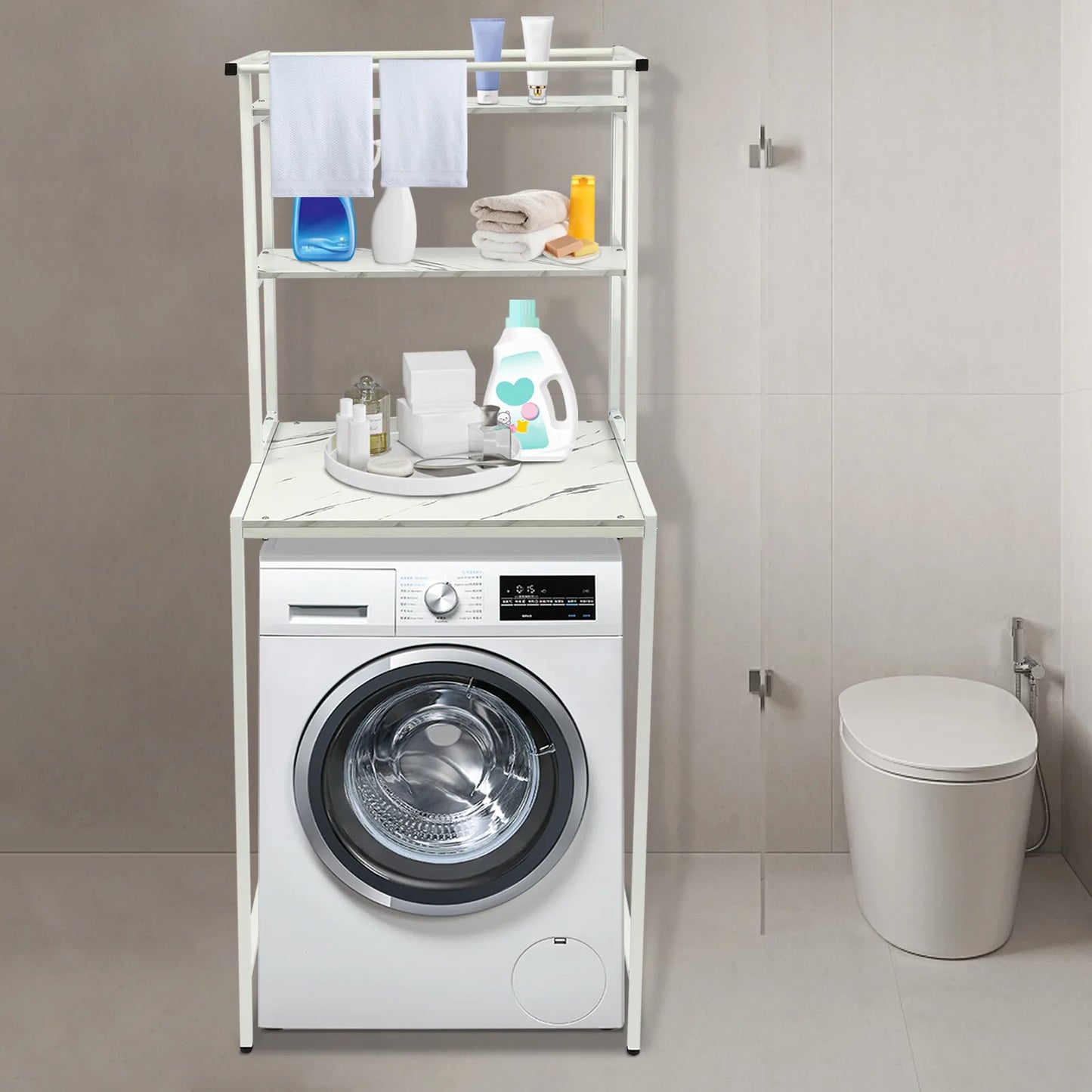 Over Washer Dryer Storage Shelf Three Tier Bathroom Organizer