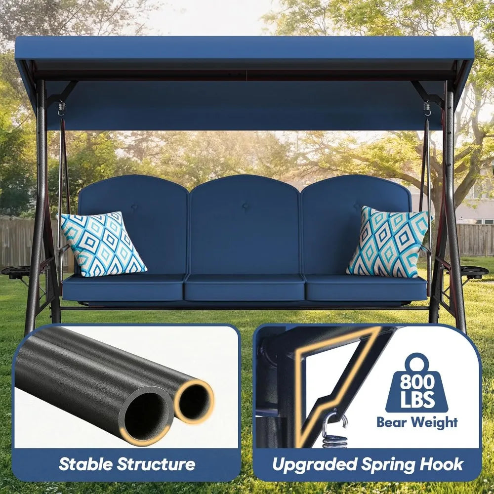 Patio Swing With Stand And Canopy 800lb Capacity Durable