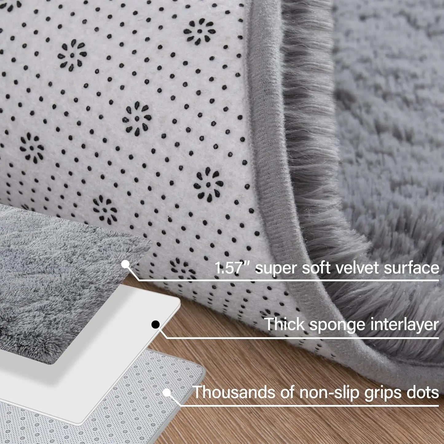 Sumptuous Modern Indoor Shag Rug Non Slip Plush Carpet