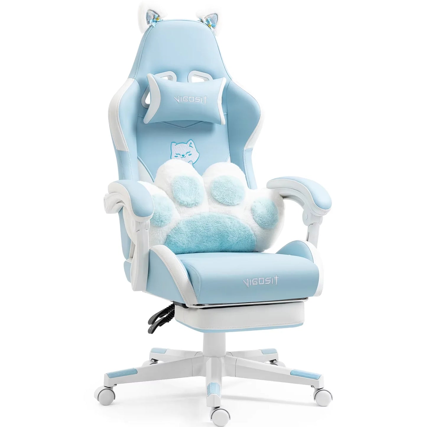 Vigosit Gaming Chair With Cute Ears And Kawaii Pillow Lumbar Support