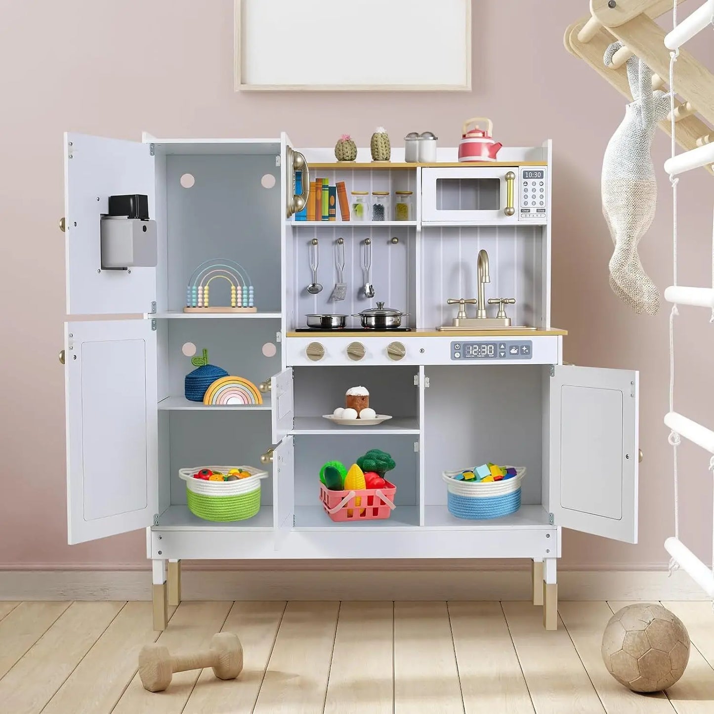 AuAgHign-concerned Wooden Kids Kitchen Set With Light and Sound