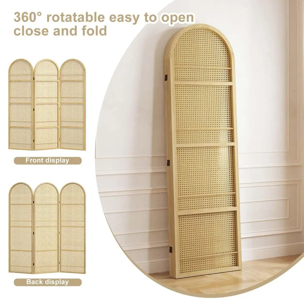 Room Divider With Builtin Bookshelf Foldable Privacy Screen