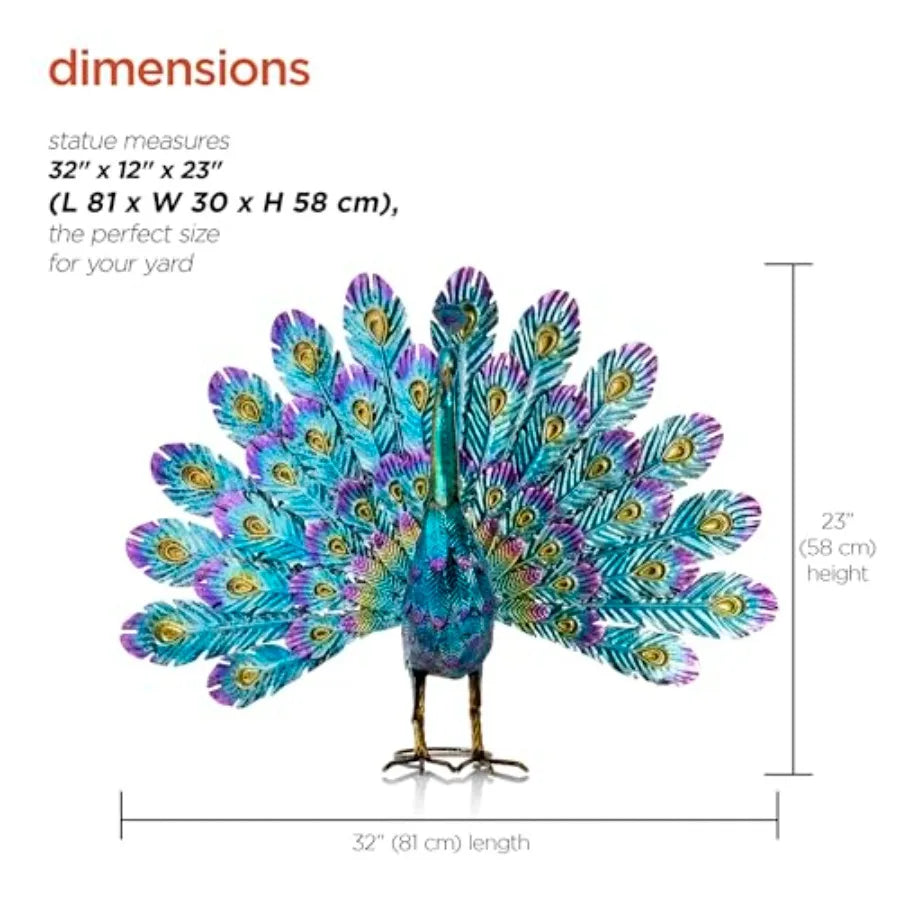 Outdoor Peacock Yard Statue Garden Sculpture Decor