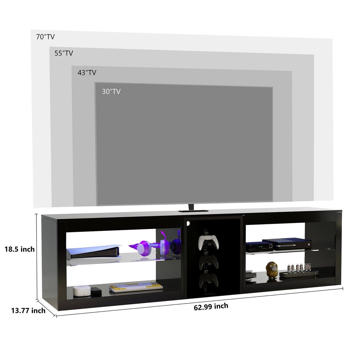 QiaoShiRen Modern TV Stand With Storage Cabinet And Outlet