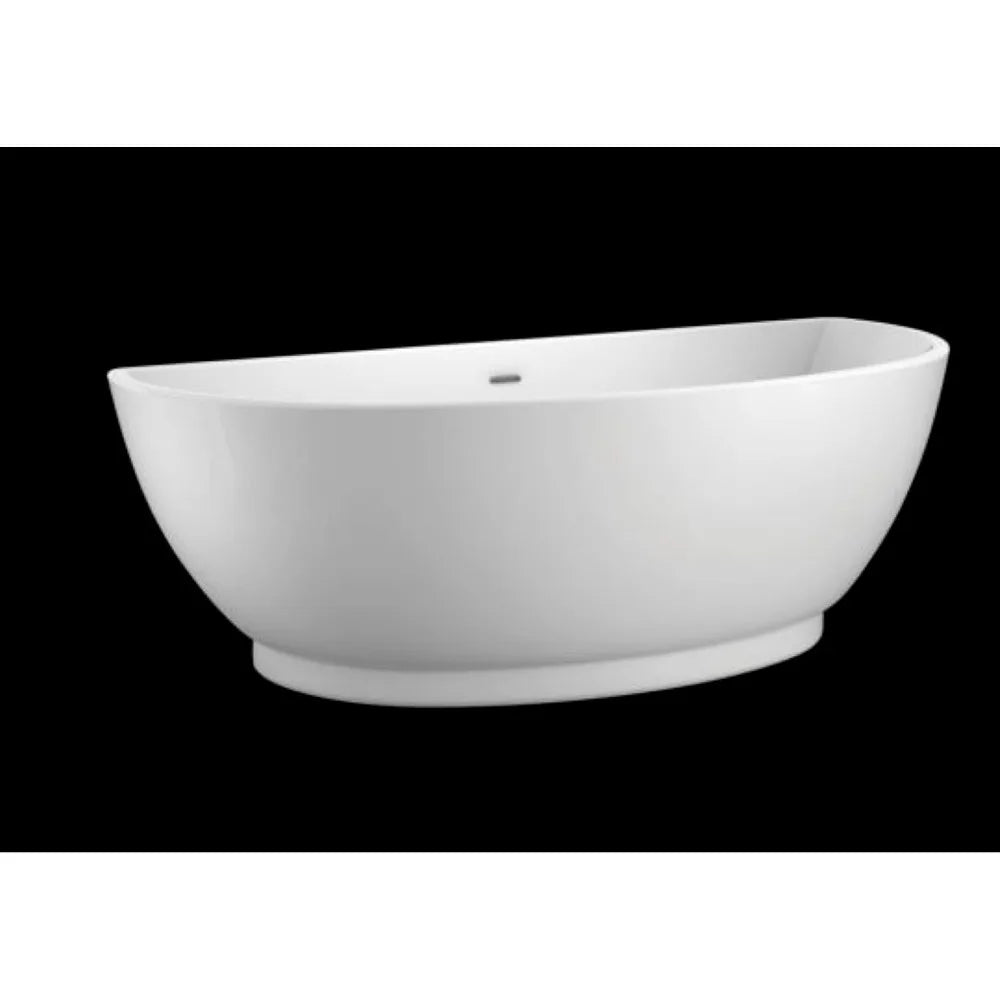 Trinity 69 Inch Modern White Freestanding Soaking Bath Tub with Chrome Drain