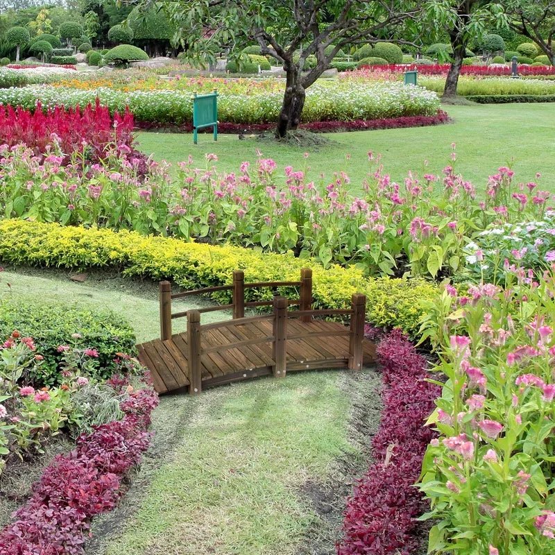 Fir Wood Garden Bridge Walkway With Railings For Backyard