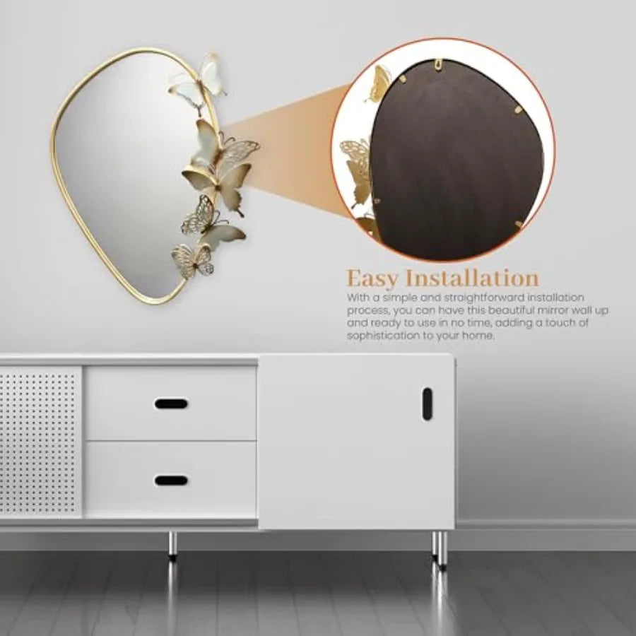 Decorative Butterfly Mirror With Irregular Shape For Living Room