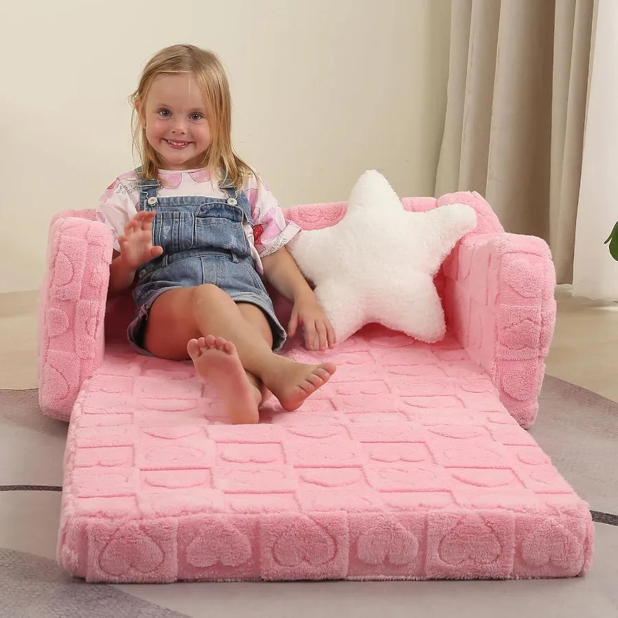 LISM TwoinOneToddlerCouch ConvertibleSofa StarPillow Comfy Sturdy Light EasyAssemble Durable