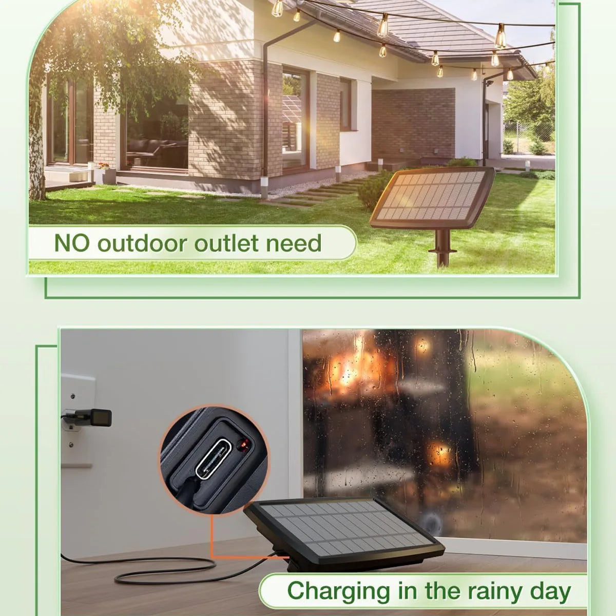 60/100FT Solar String Lights with 15 Plus 1 LED Bulbs for Garden and Holiday