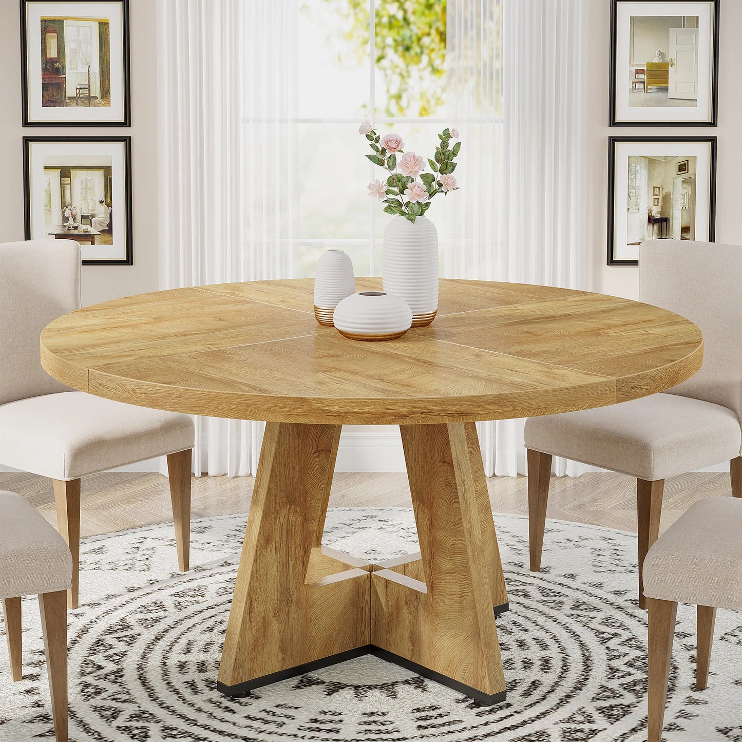 Tribesigns Round Dining Table For 4 Kitchen Dining Room