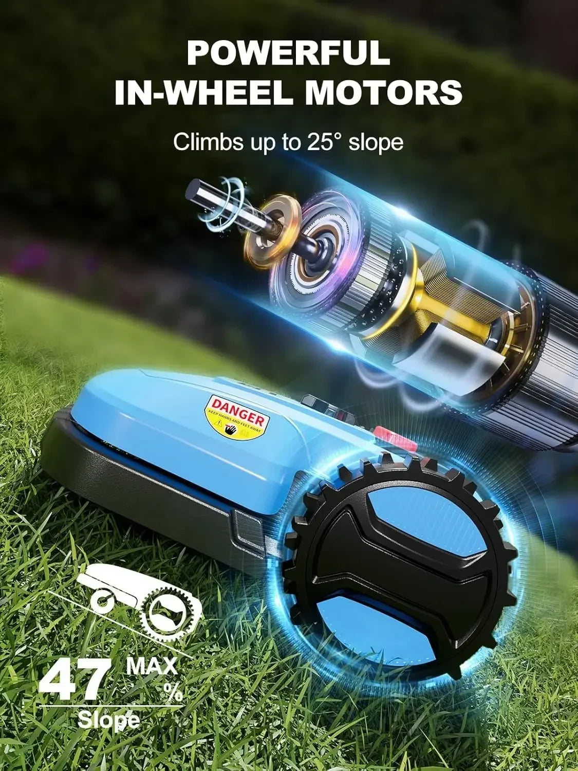 XMSJ Robotic Lawn Mower for Quarter Acre Slopes Up To Forty Seven Percent With App Control Docking Station