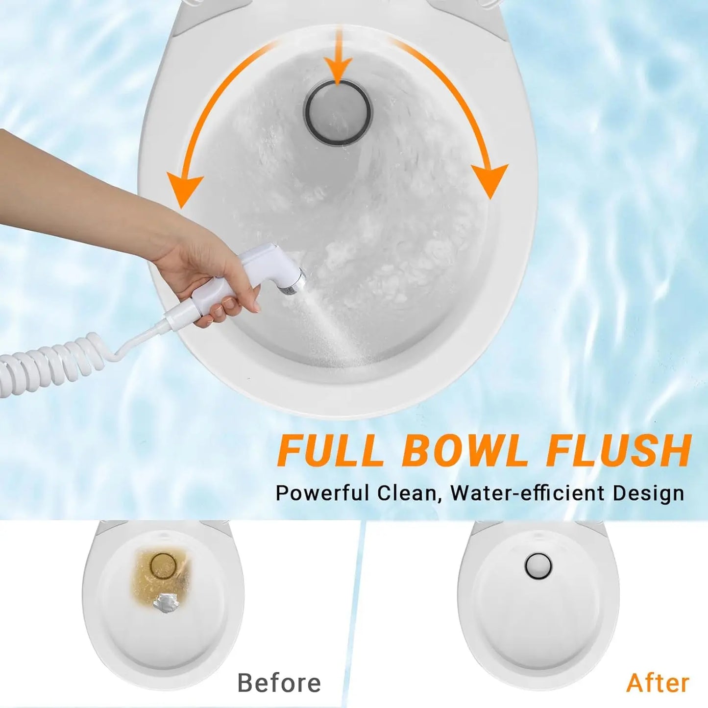 Gravity Flush RV Toilet with Foot Pedal Standard Height for Campers and Trailers