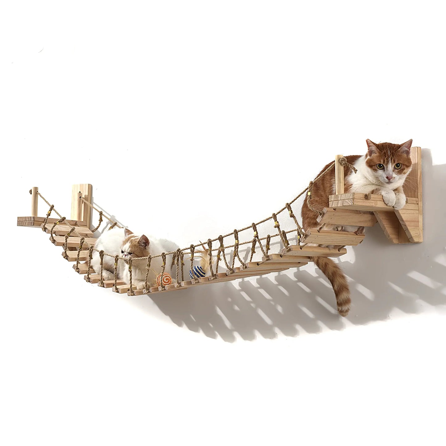 PETRAVELCN Wall Mounted Cat Bridge With Sisal Wood Steps