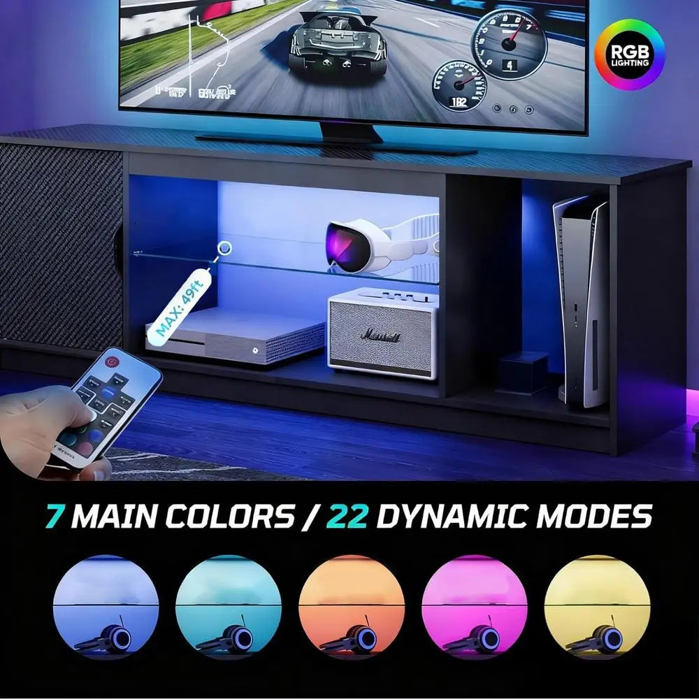 Modern Gaming TV Stand Entertainment Center With RGB Lighting
