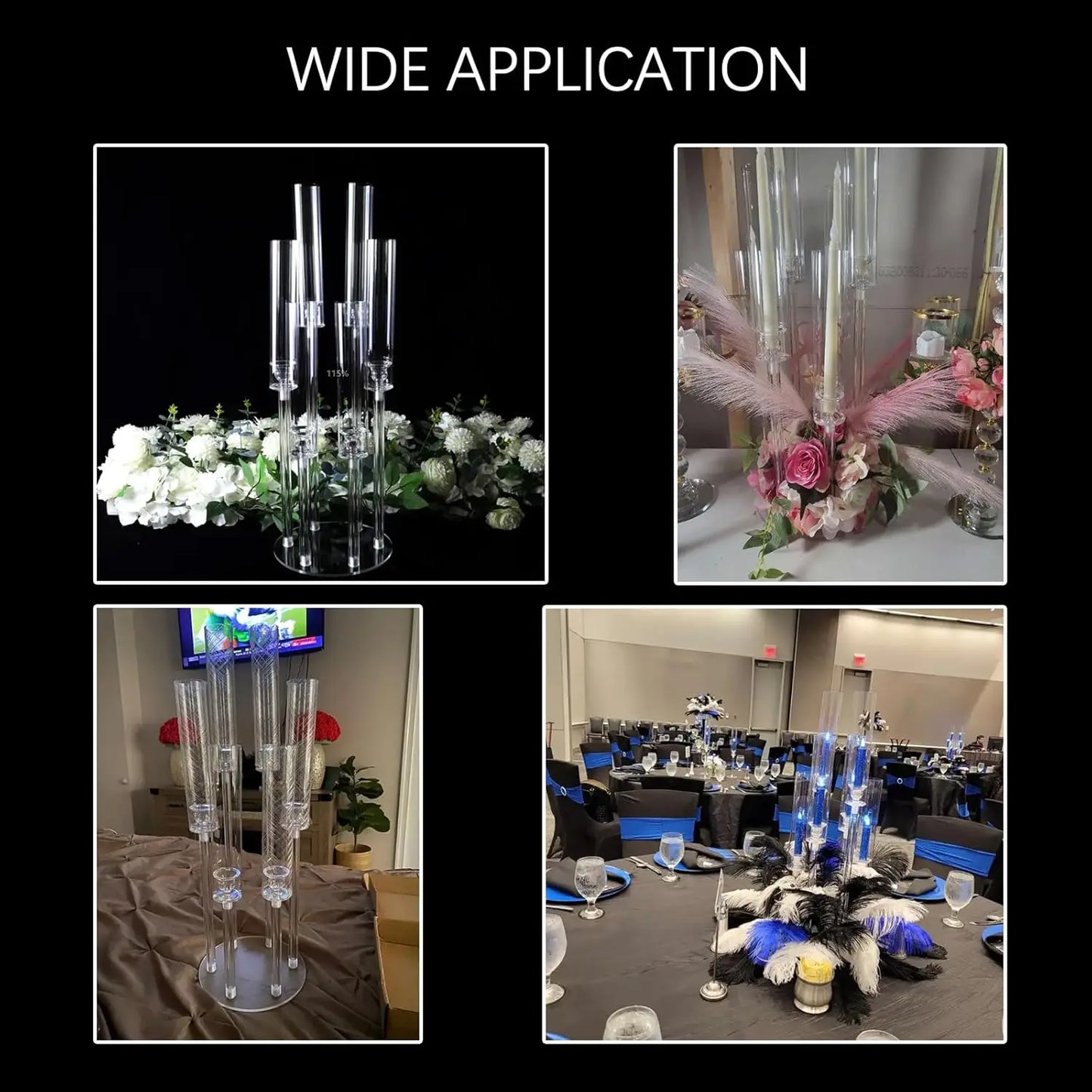 NONECN Acrylic Candelabra 6 Arm Taper Candle Holders