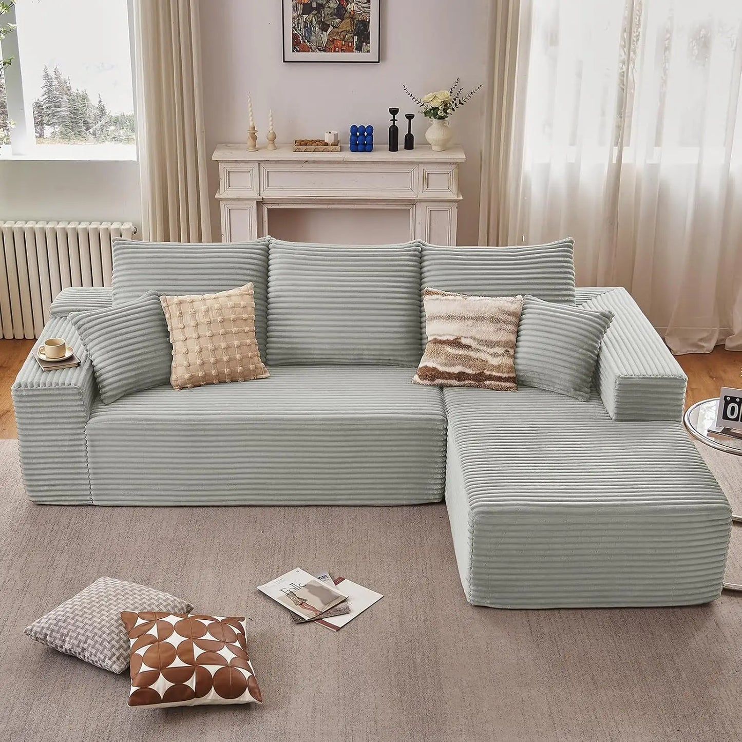 L Shaped Cloud Couch With Chaise Lounge Modular Sectional