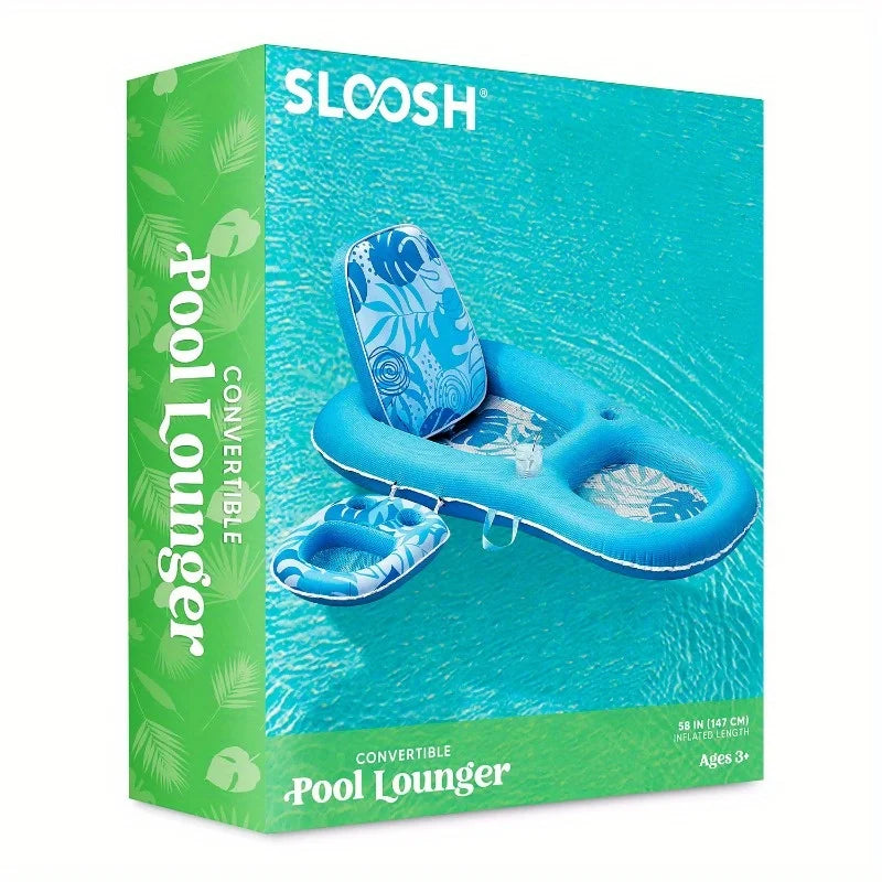 Convertible Fabric Pool Lounger Float 2-In-1 With Cup Holders