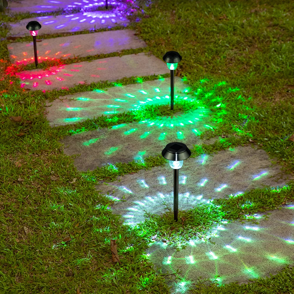 Solar Powered Stainless Steel RGB Garden Lights Yard Stakes