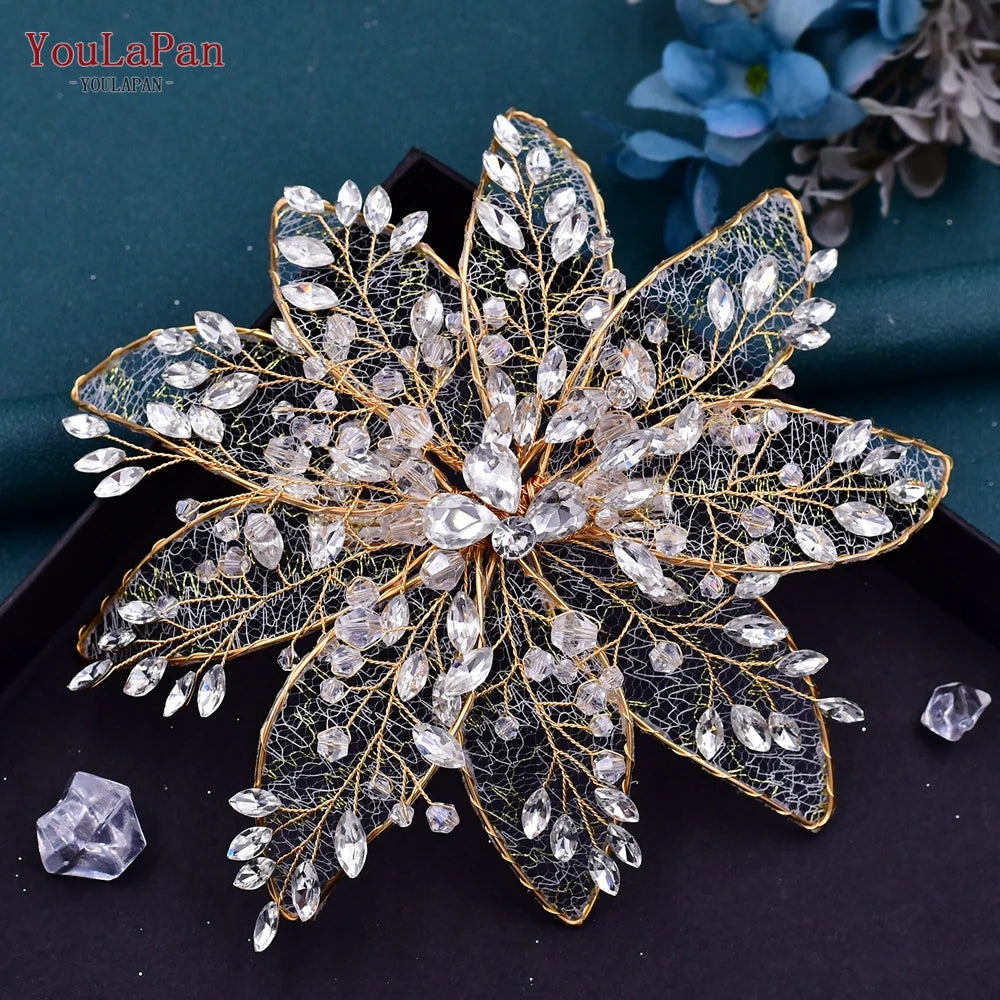 YouLaPan Bride Forehead Rhinestone Headband for Weddings