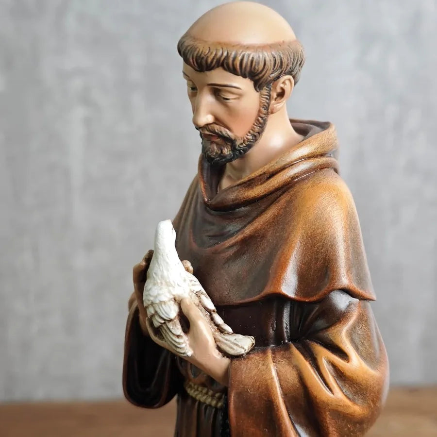High-concerned Catholic Saint Francis Statue Garden Figurine